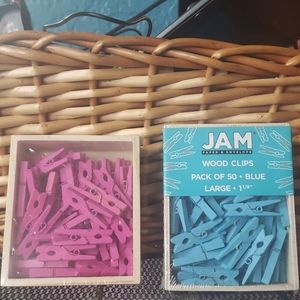 Wood clips (clothespins for baby shower)blue/pink